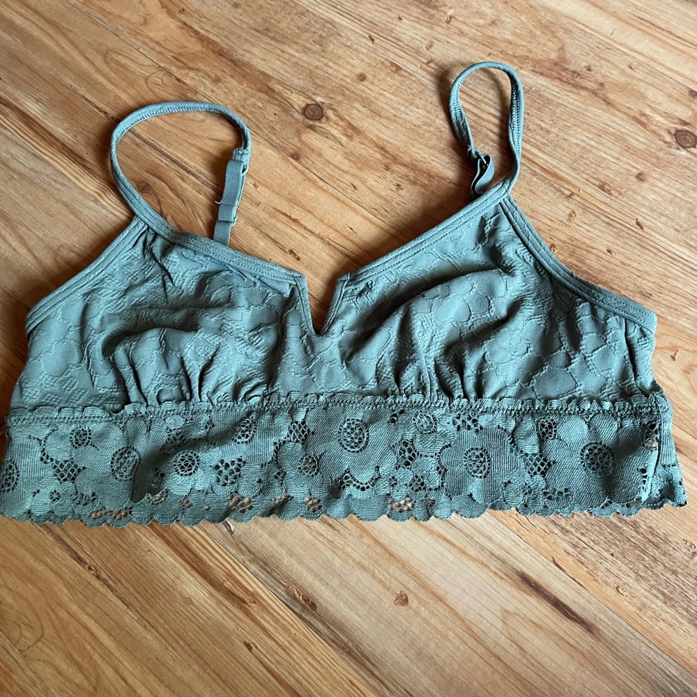 aerie Sage Green Lace Bralette